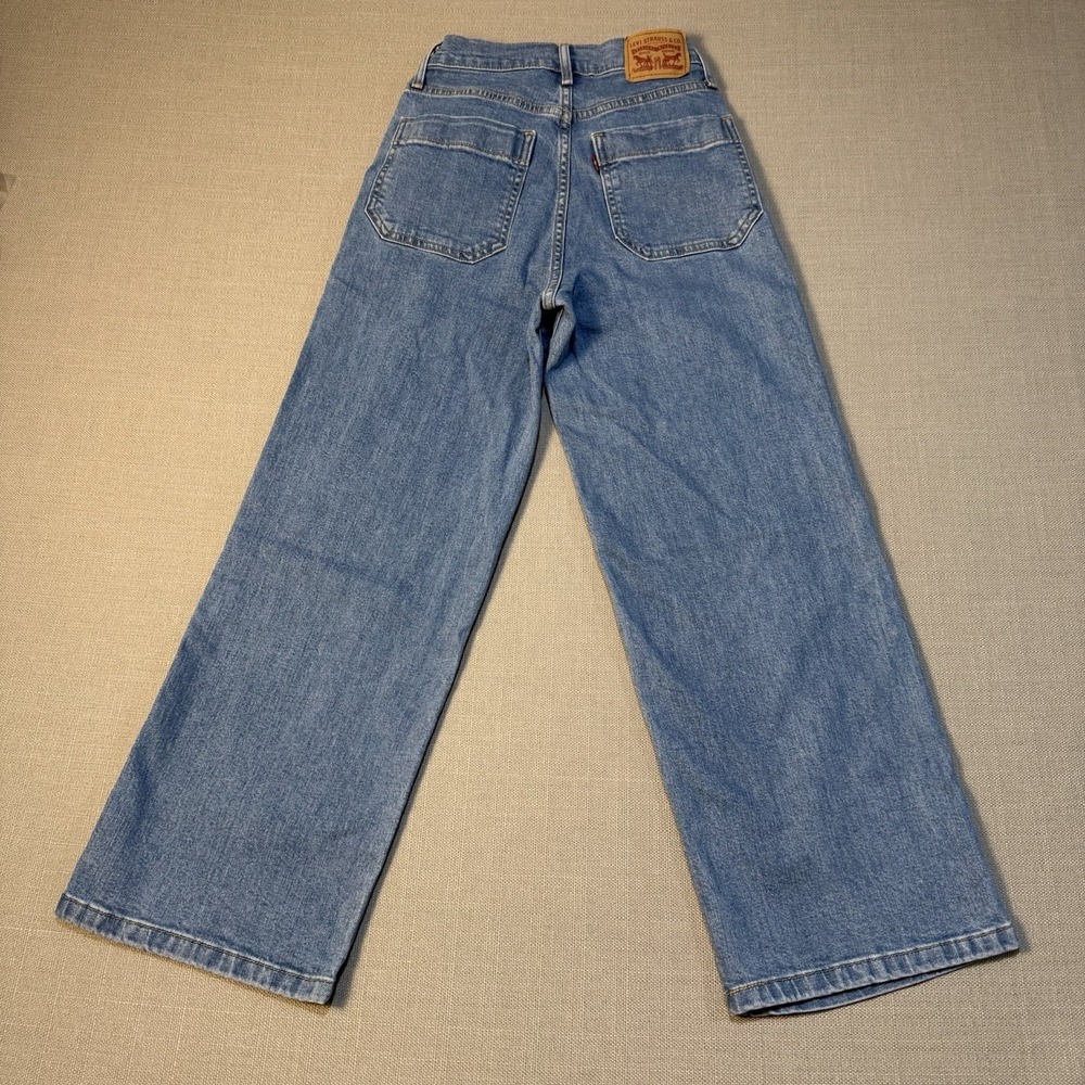 Levi's Mile High Wide Leg Cropped Jeans Womens Size 25 Blue Button Fly Preppy - Picture 2 of 10